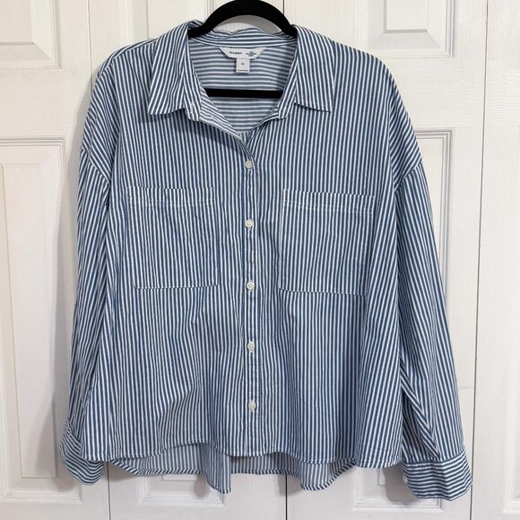 Old Navy Blue White Stripe Button Down Shirt - Picture 1 of 9